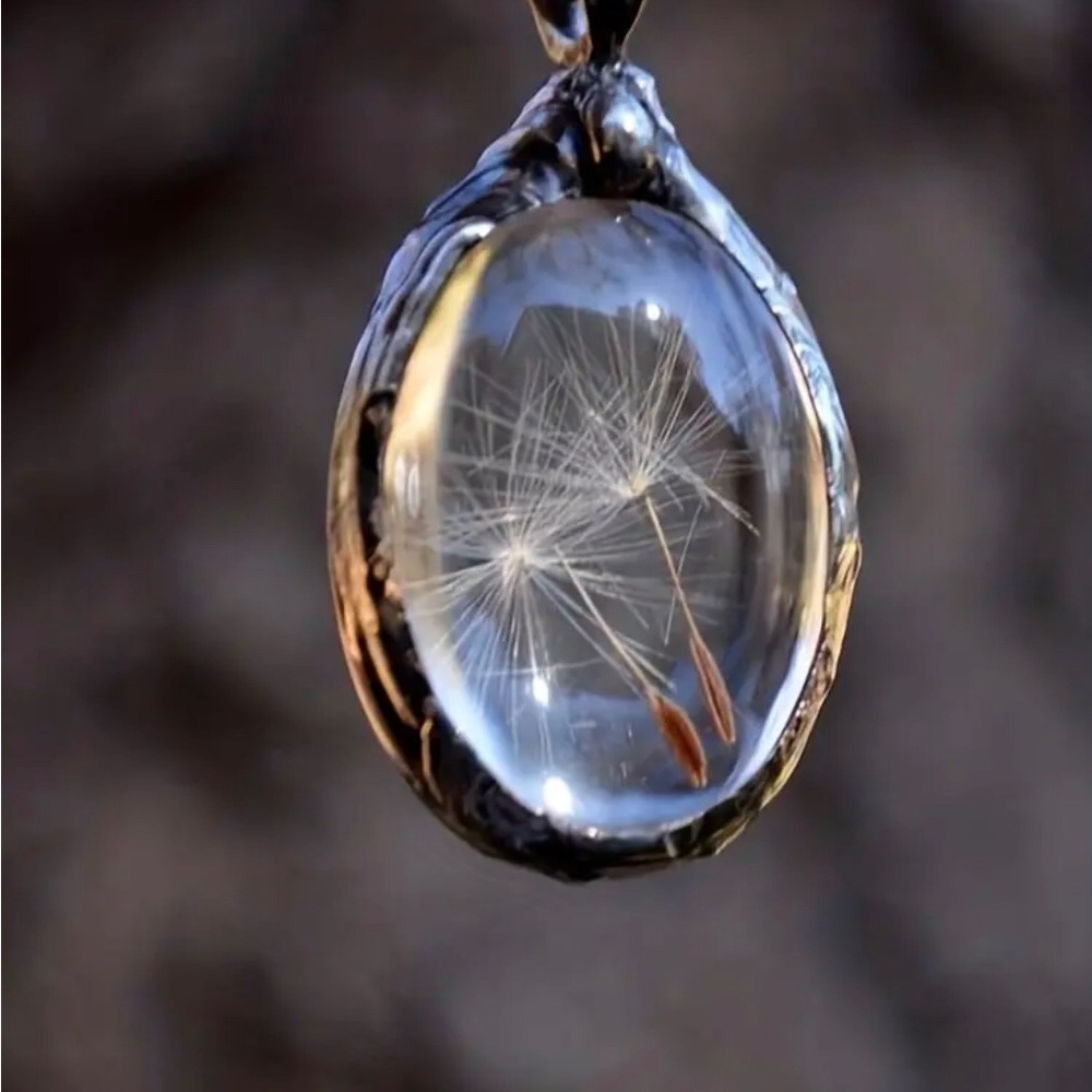 Dandelion Seed Necklace in Gunmetal Black